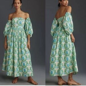 Anthropologie Let Me Be SP Long-Sleeve Printed Midi Dress Floral